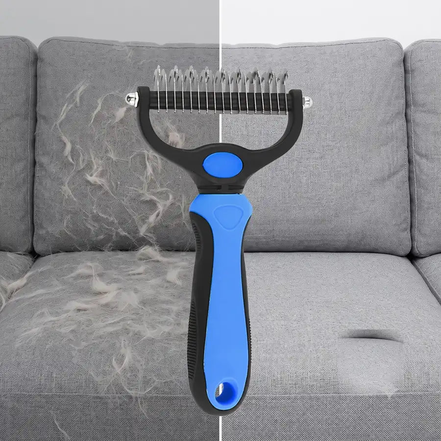 Canapé avant et après le passage de la brosse anti-poils